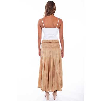 Cantina Collection Ladies Acid Wash Skirt w/Beaded Belt - Khaki #2