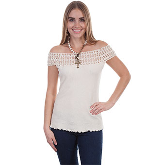 Scully Cantina Ladies Off-The-Shoulder Top - Natural