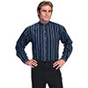 Scully Men's RangeWear Striped Shirt w/Mandarin Collar - Blue
