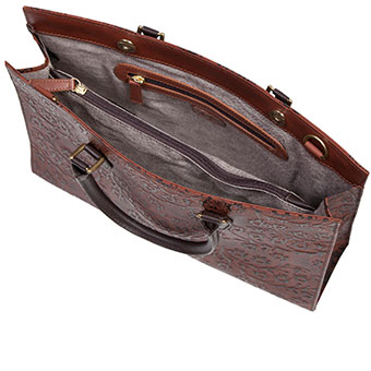 Scully Kester Flower Embossed Leather Handbag - Brown #2