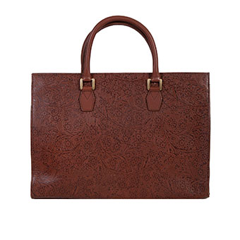 Scully Kester Flower Embossed Leather Handbag - Brown #3