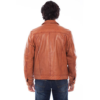 Scully Men's Vintage Leather Jean Jacket - Cognac #2