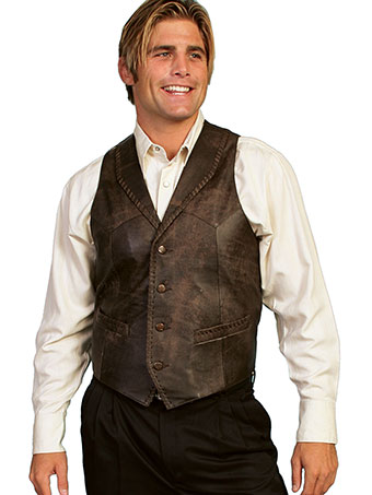 Scully Men's Whip Stitch Trailrider Leather Vest - Brown Buff