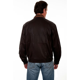 Scully Men's Featherlite Leather Jacket - Chocolate W/Cognac #2