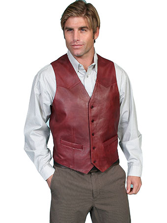 Scully Men's Hand Finished Lamb Western Vest - Black Cherry