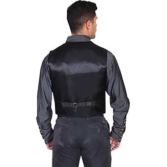 Scully Men's Boar Suede/Satin Back Vest - Black #2
