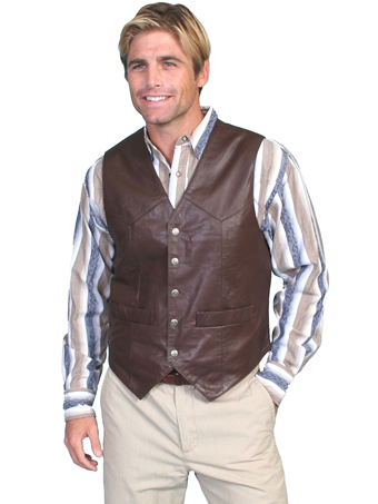 Scully Men's Soft Touch Lamb Snap Front Vest - Brown