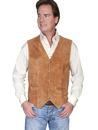 Pungo Ridge - Scully Men's Lamb Suede Snap Front Vest - Rust, Scully ...