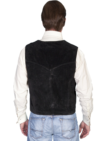Scully Men's Calf Suede Snap Front Vest - Black #2
