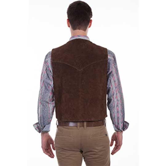 Scully Men's Calf Suede Snap Front Vest - Brown #2