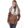 Scully Ladies Faux Fur & Leather Jacket - Brown