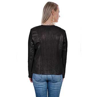 Scully Ladies Elasticized Leather Jacket - Black Lamb #2