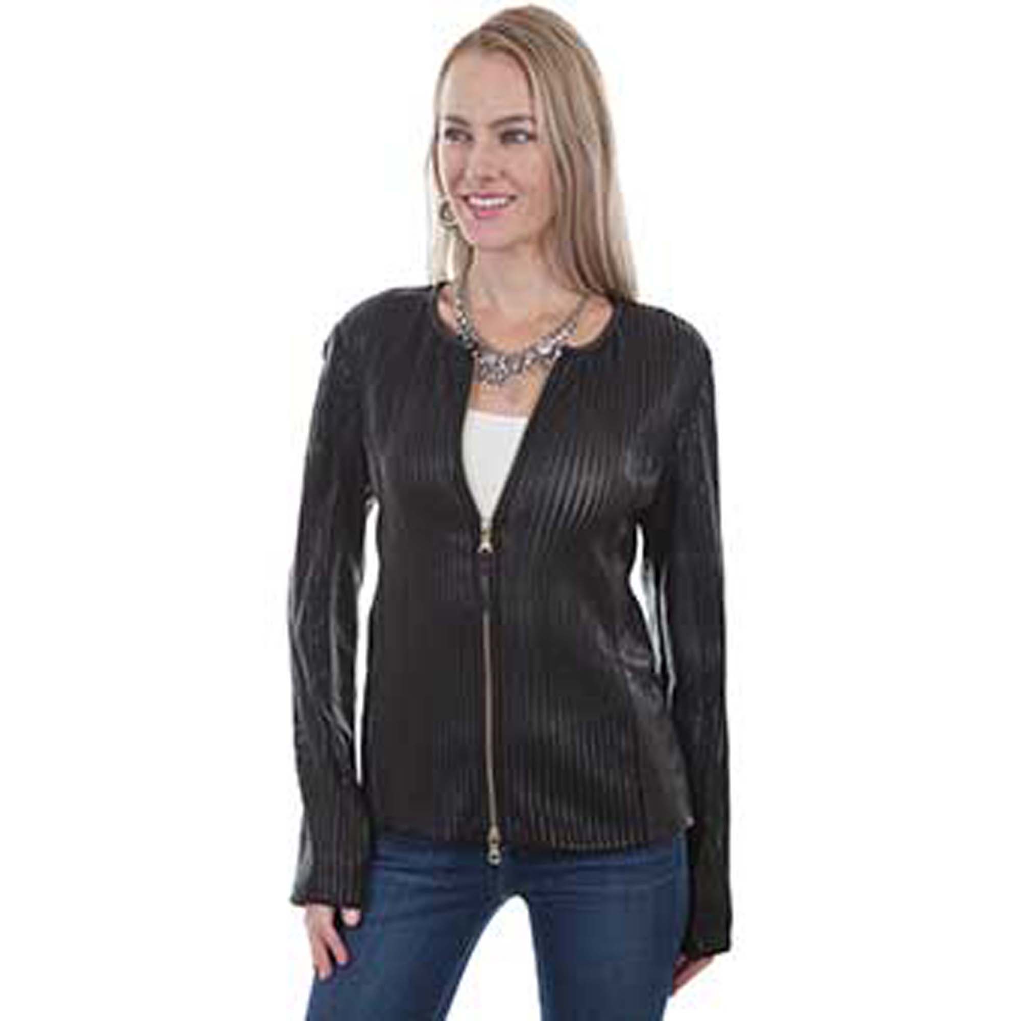 Scully Ladies Elasticized Leather Jacket - Black Lamb