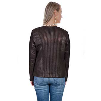 Scully Ladies Elasticized Leather Jacket - Olive #2