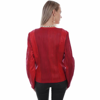 Scully Ladies Elasticized Leather Jacket - Red Lamb #2