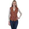 Scully Ladies Western Leather Vest - Cognac