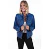 Scully Ladies Leather Jean Jacket w/Laser Detail - Royal Blue