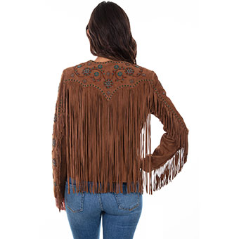 Scully Ladies Suede Jacket w/Beads & Fringe - Brown Lamb #2