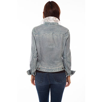 Scully Ladies Leather Jean Jacket - Denim Blue #2