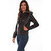 Scully Ladies Leather Jacket w/Front Insert & Hood - Black