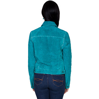 Scully Ladies Suede Jean Jacket - Turquoise #2