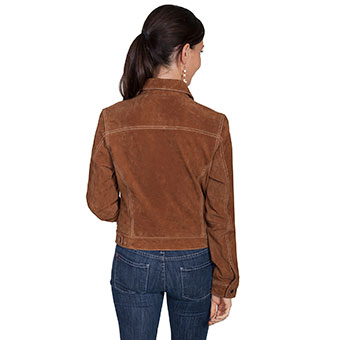 Scully Ladies Suede Jean Jacket - Cafe Brown #2