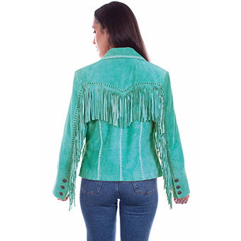 Scully Ladies Suede Fringe Jacket - Turquoise #2