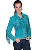 Scully Ladies Boar Suede Fringe & Beaded Jacket - Turquoise