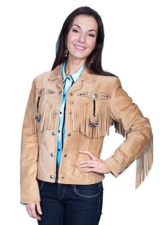 Scully Ladies Boar Suede Fringe & Beaded Jacket - Old Rust