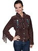 Scully Ladies Boar Suede Fringe & Beaded Jacket - Chocolate