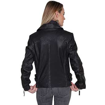 Scully Ladies Leather Motorcyle Jacket w/Buckles- Black #2