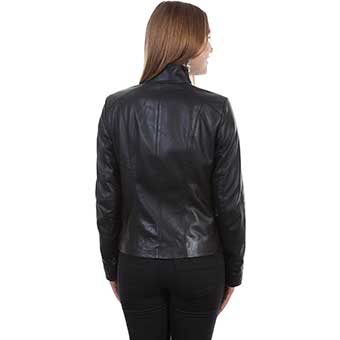 Scully Ladies Zip Front Leather Jacket - Black #2