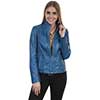 Scully Ladies Zip Front Leather Jacket - Denim