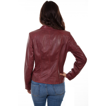 Scully Ladies Zip Front Leather Jacket - Merlot #2