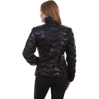 Scully Ladies Ribbed Leather Jacket - Black #2
