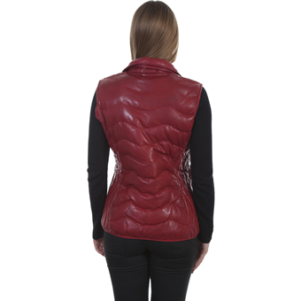 Scully Ladies Ribbed Leather Vest - Red #2