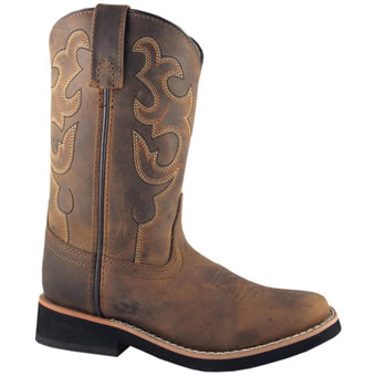 Smoky Mountain Children's Pueblo Leather Western Boots - Dark Brown