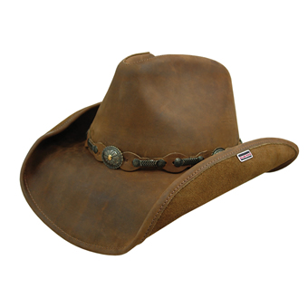 Stetson Roxbury Distressed Leather Hat - Rust/Size XL