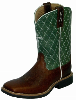 Twisted X Children's Cowkid Work NWS Toe Cowboy Boots - Cognac/Lime